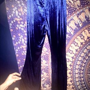 Velvet blue party pants